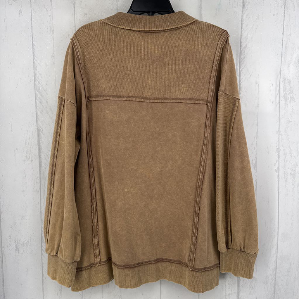 L quarter button down l/spullover