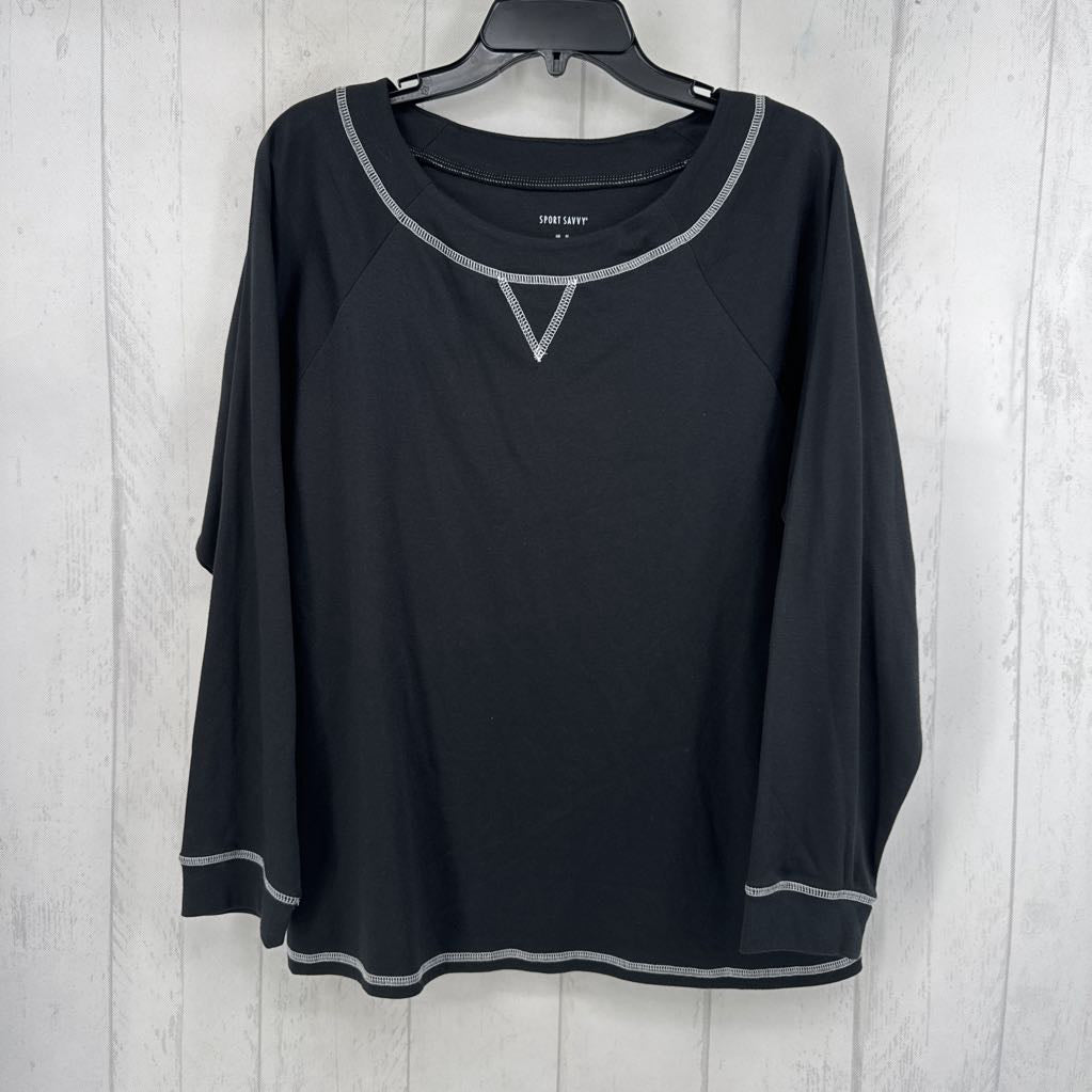 XL round neck stitched l/s top