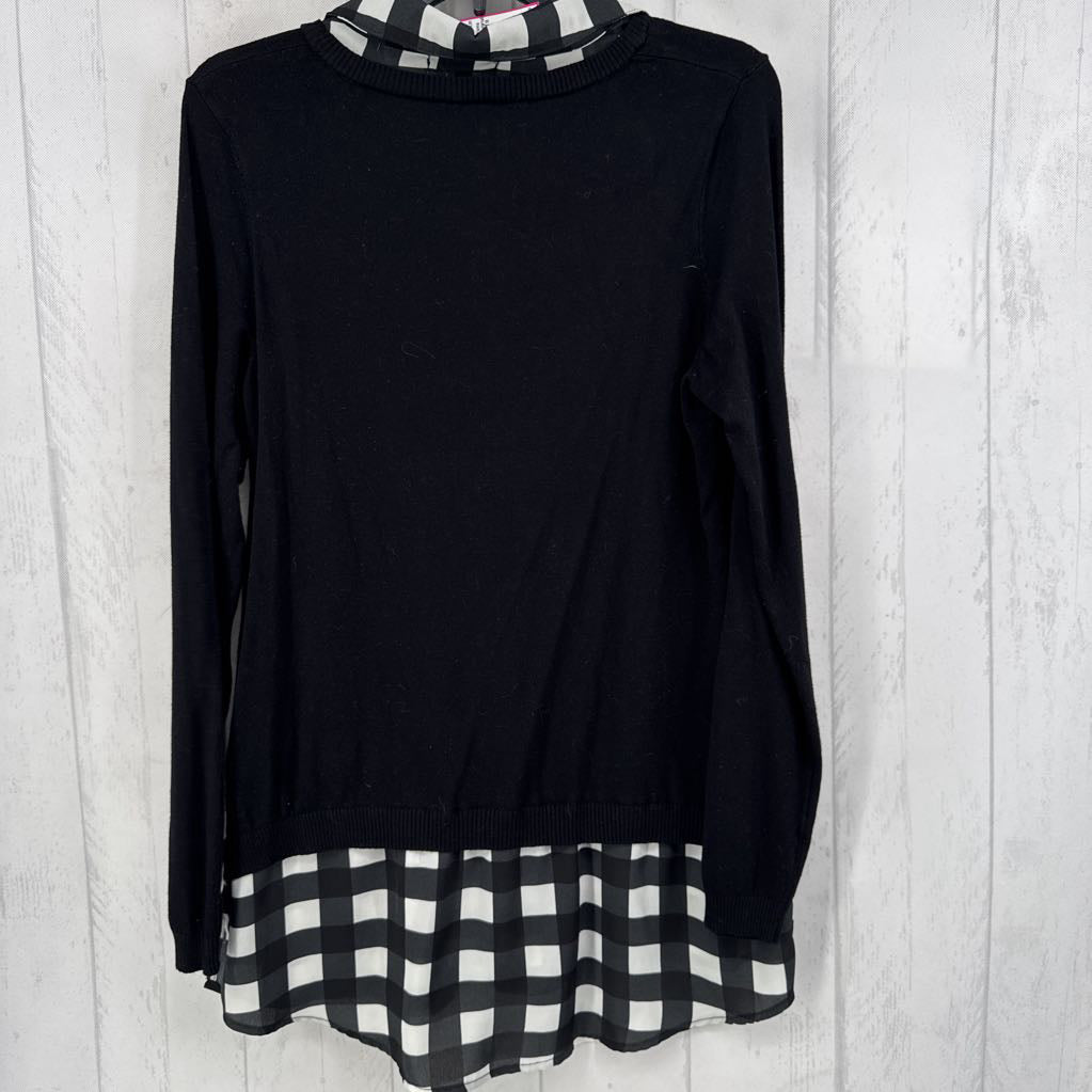 M plaid shirtail l/s top