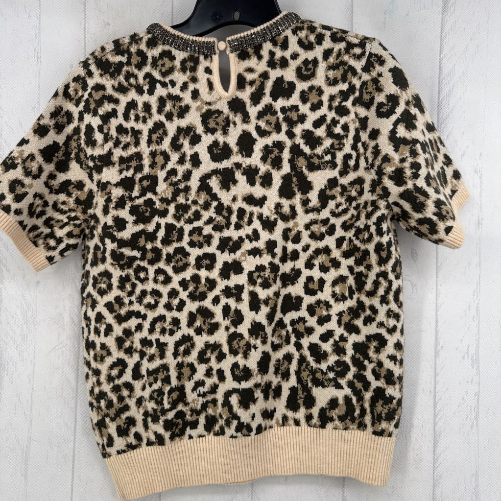 S embelished animal print s/s sweater