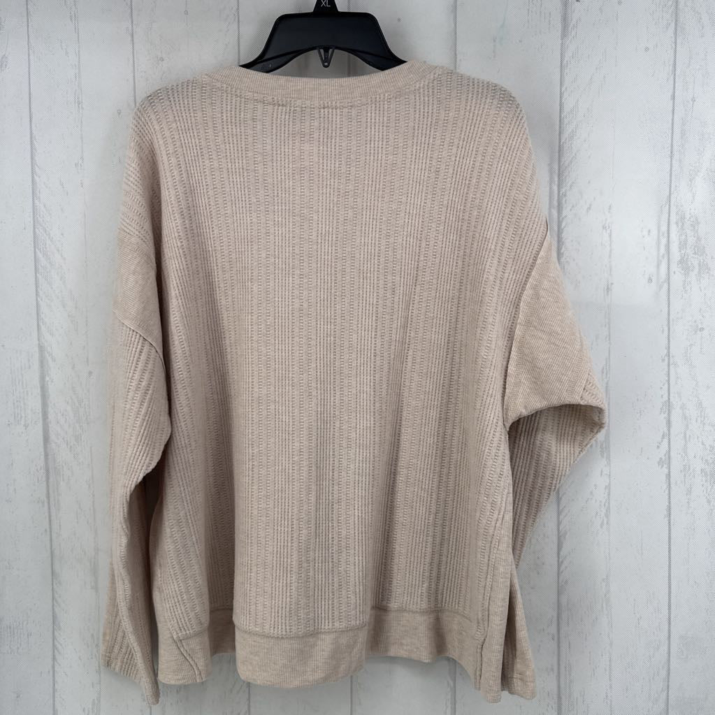 L waffle knit crewneck l/s tee