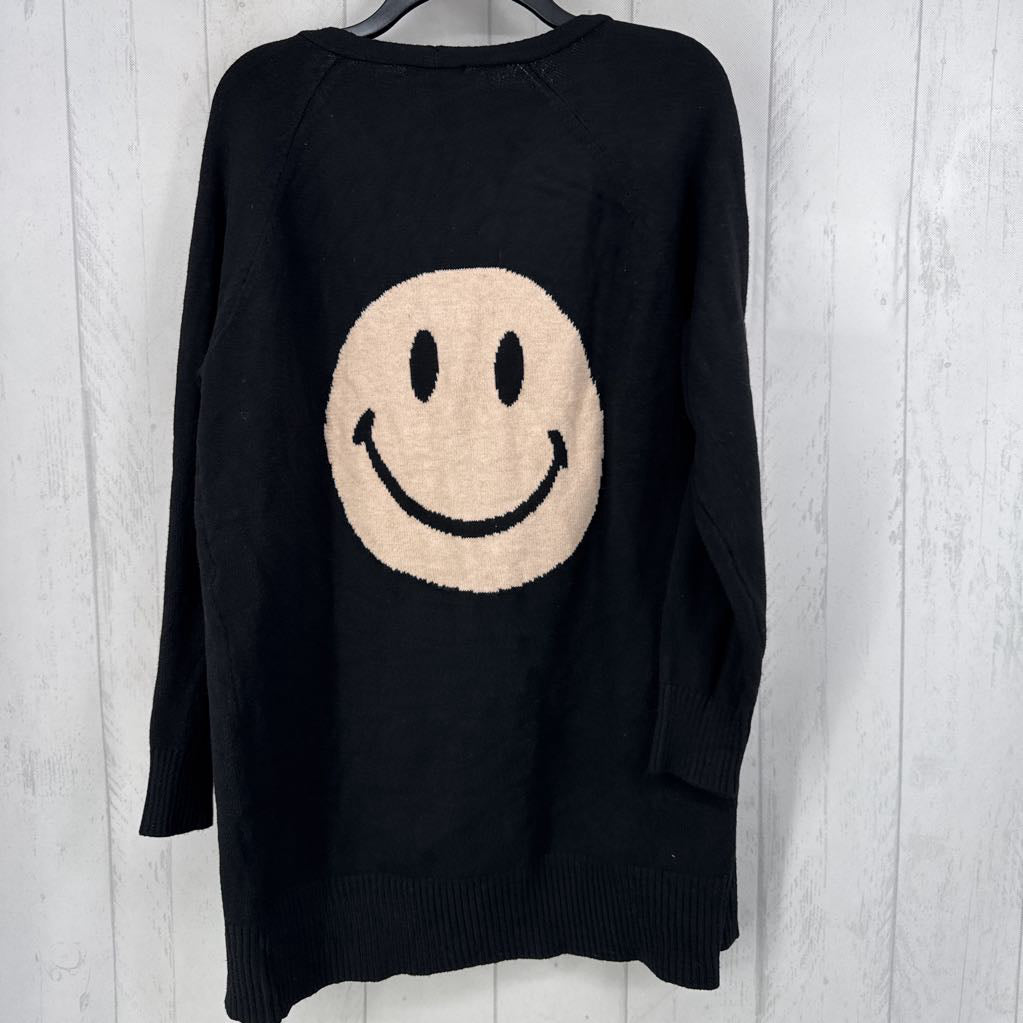 M smiley face open front cardi
