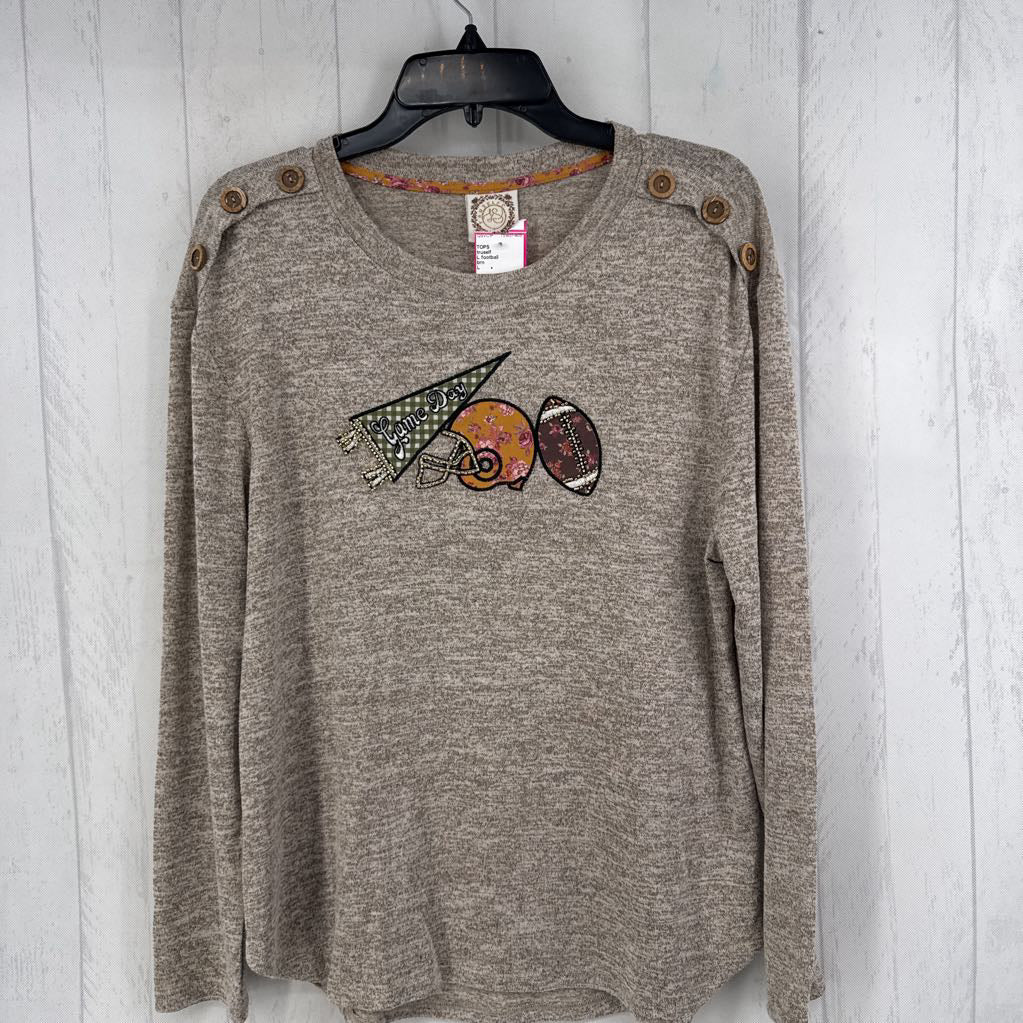 L football embelished l/s knit top