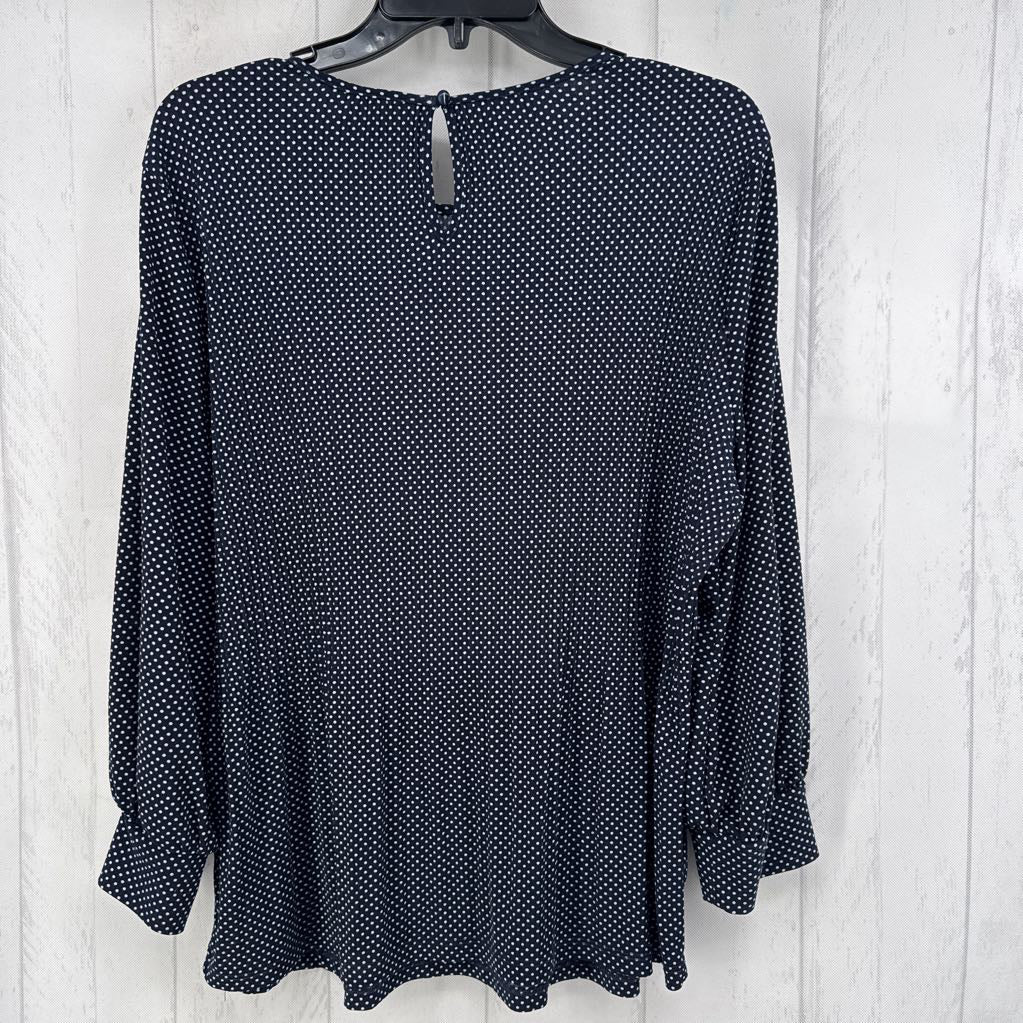 L printed pleated l/s top