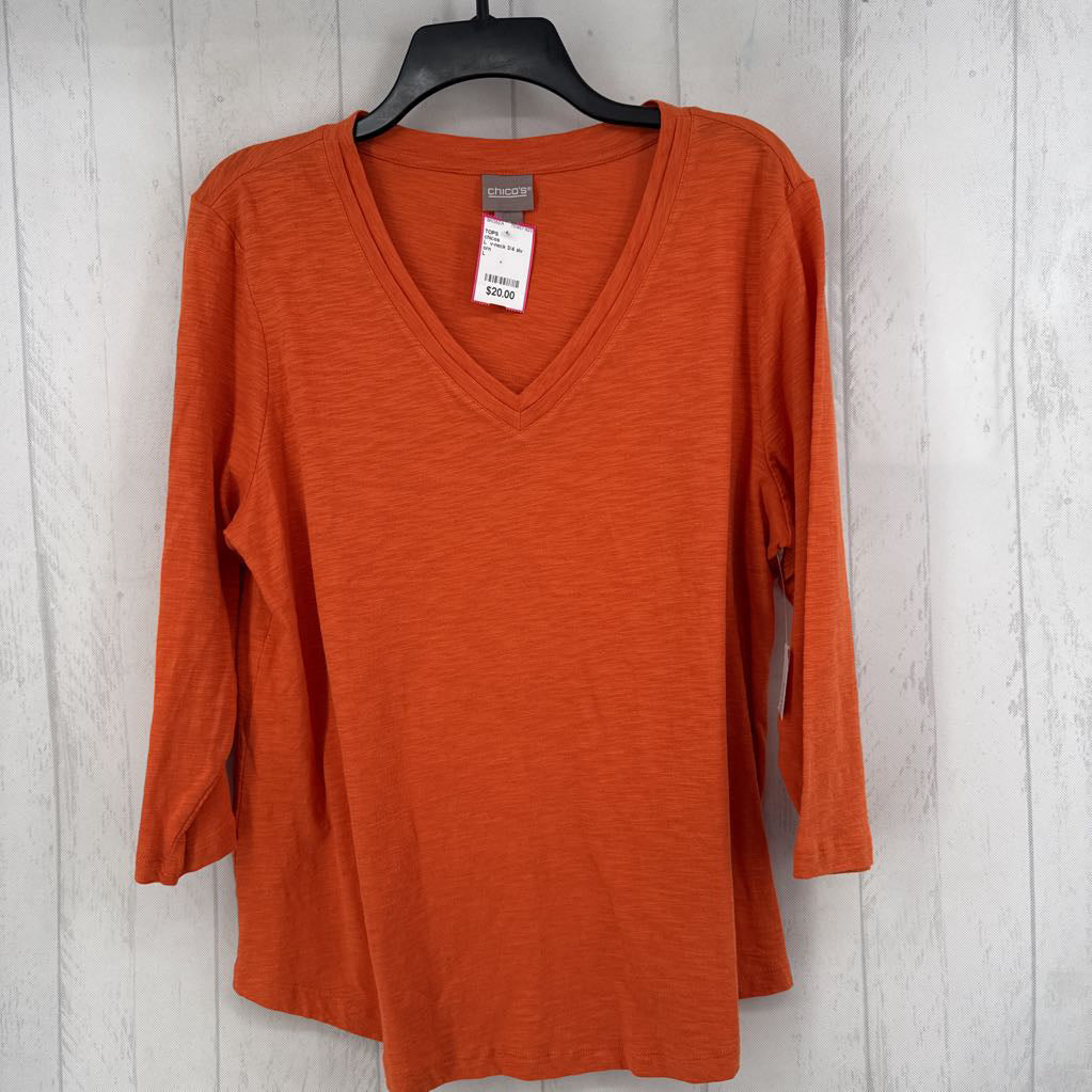 L v-neck 3/4 slv tee