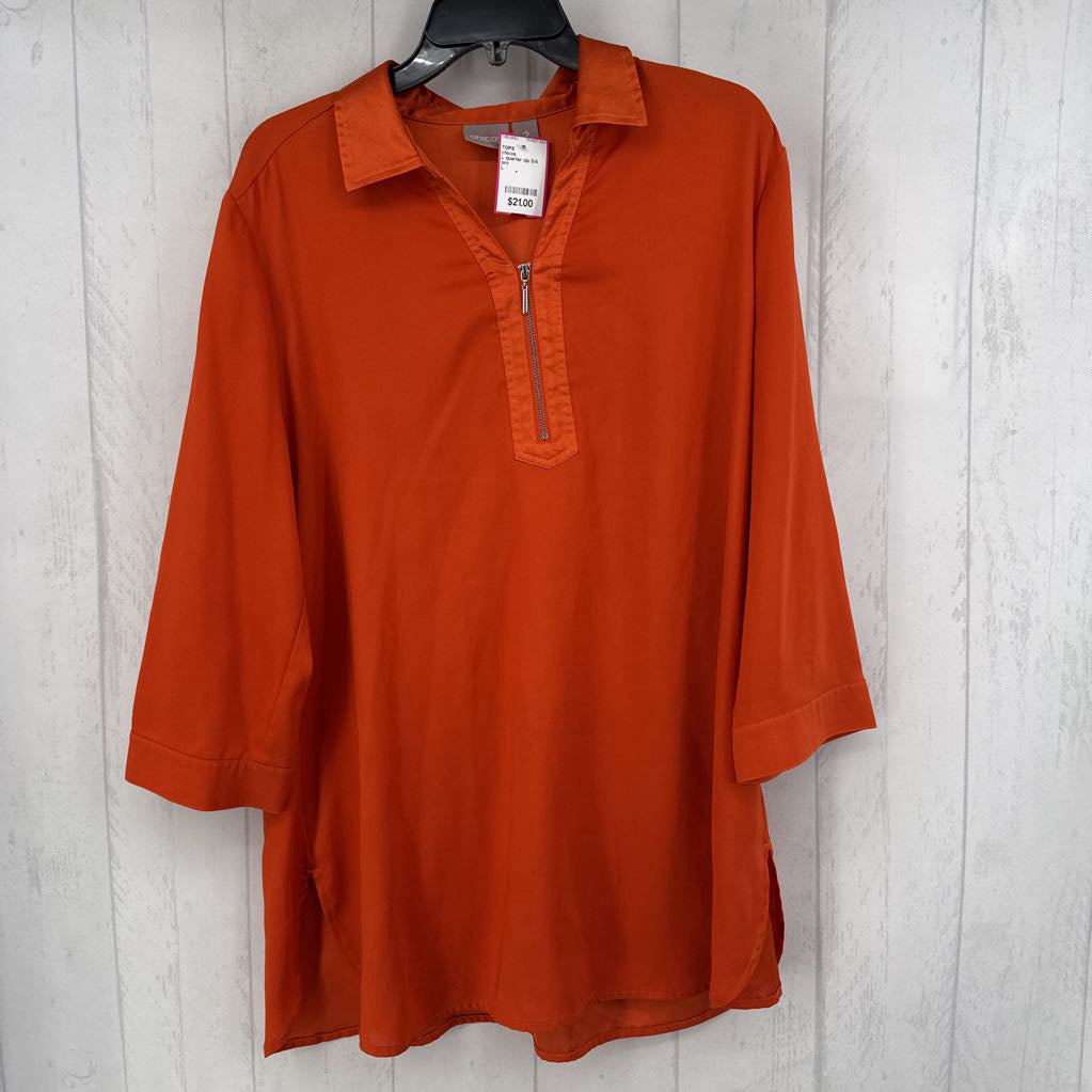 L quarter zip 3/4 slv tunic