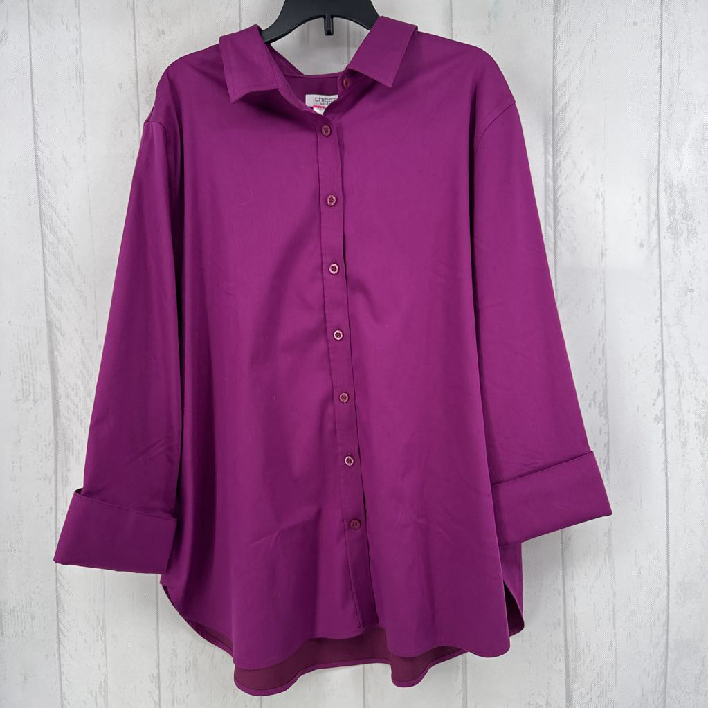 R89 16 button down 3/4 slv top
