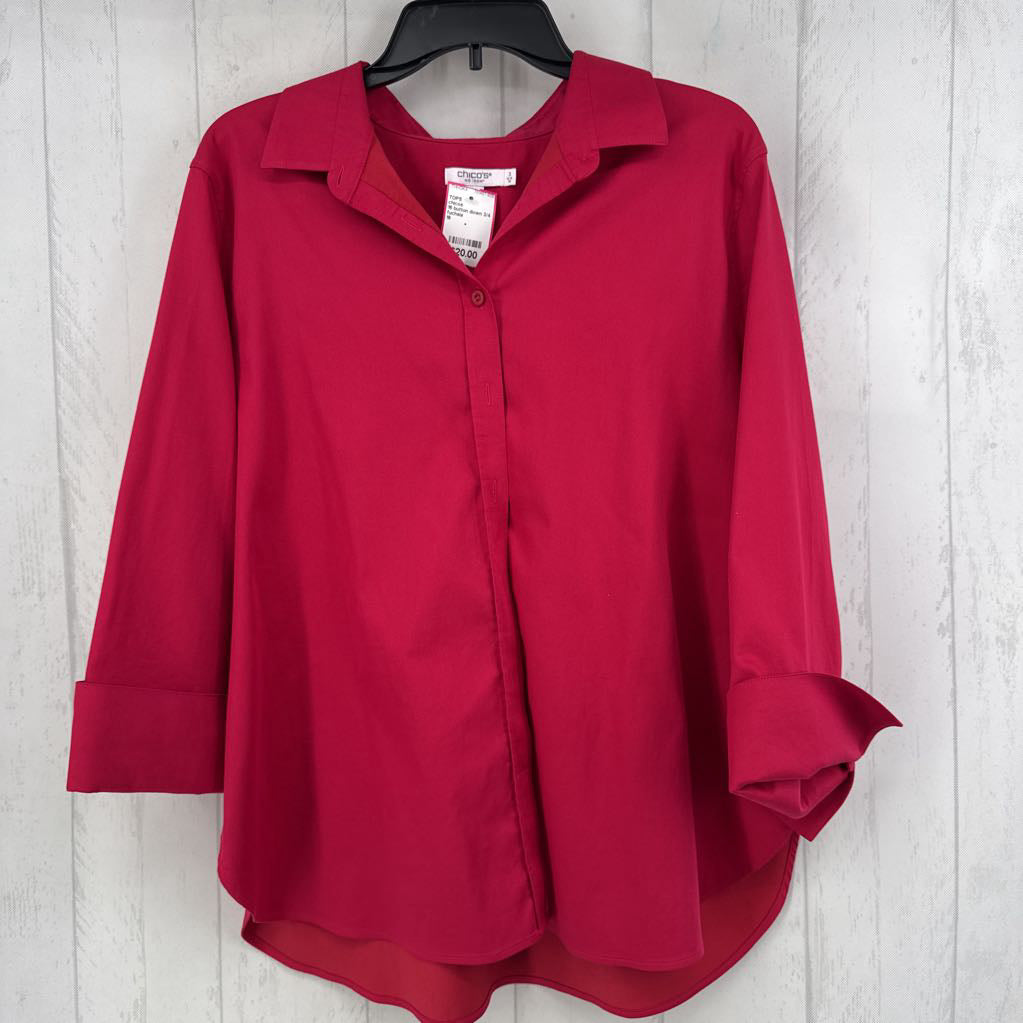 16 button down 3/4 slv top