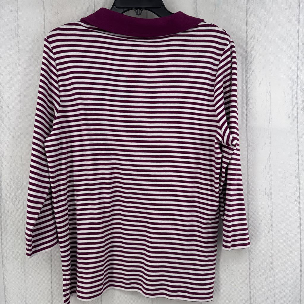 L collared split neck 3/4 slv tee