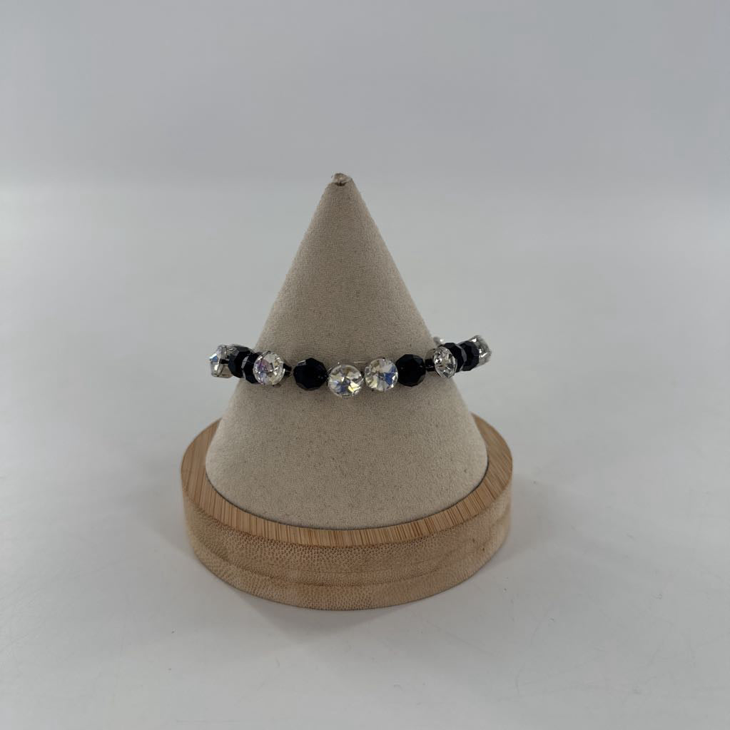 black beaded rhinestone bracelet