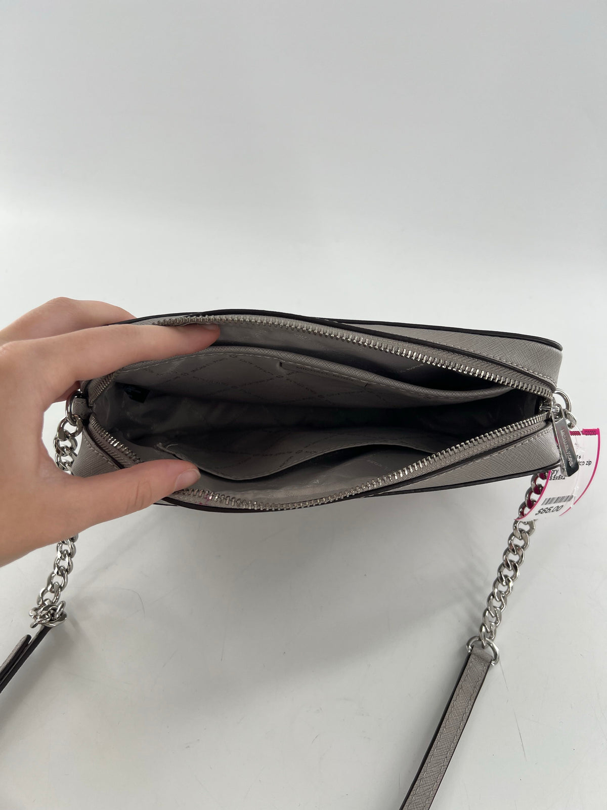 chain strap top zip crossbody