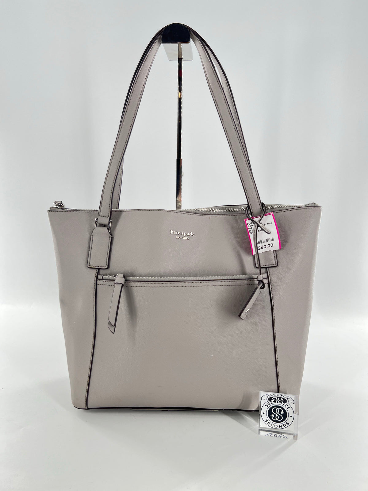 top zip pocket tote w/ front zip pocket