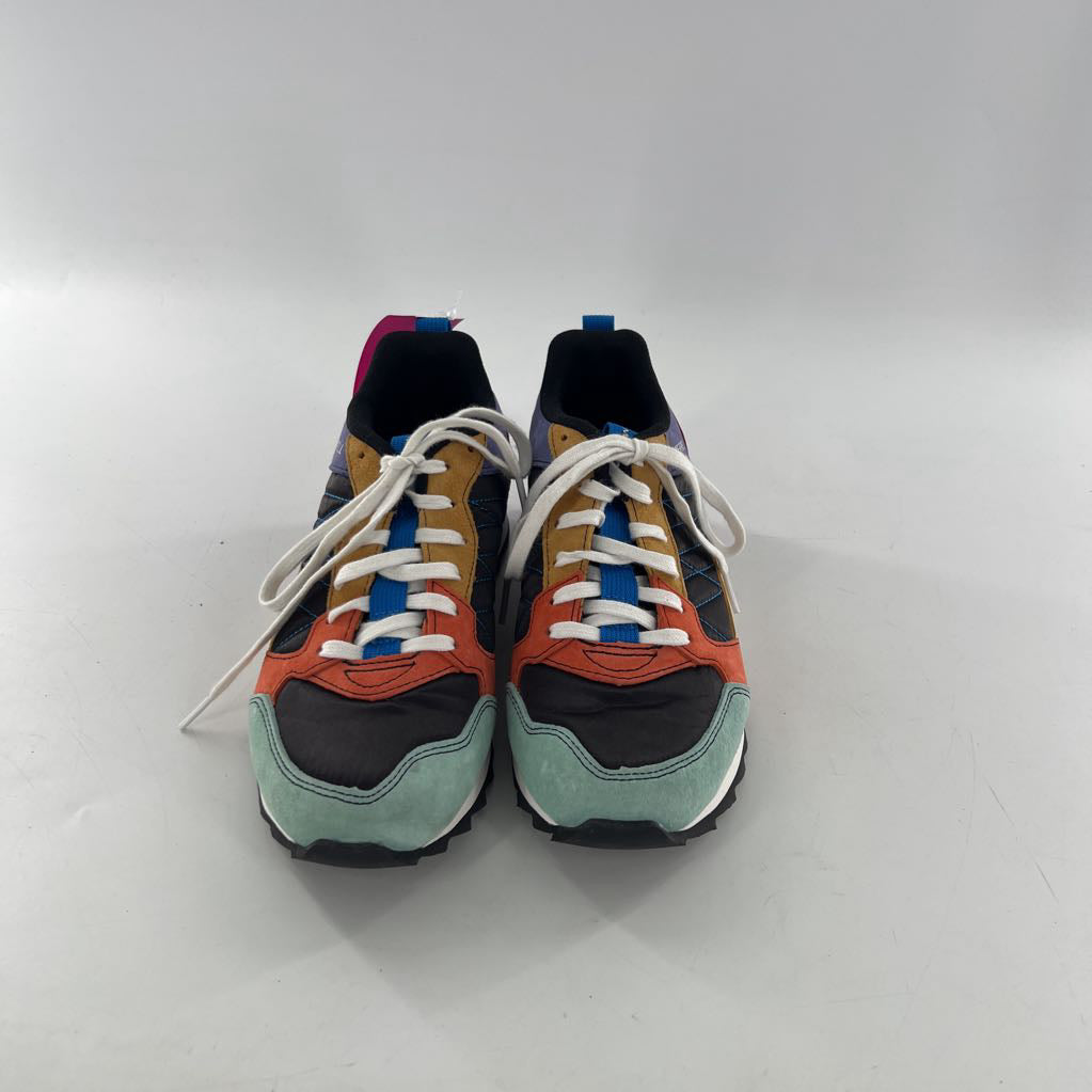 7 retro multi paneled suede & mesh lace up sneakers