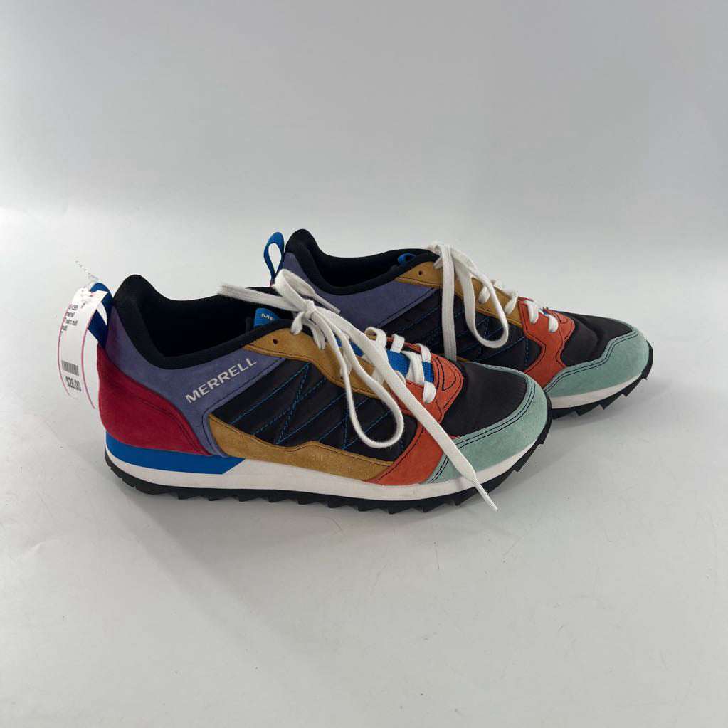 7 retro multi paneled suede & mesh lace up sneakers