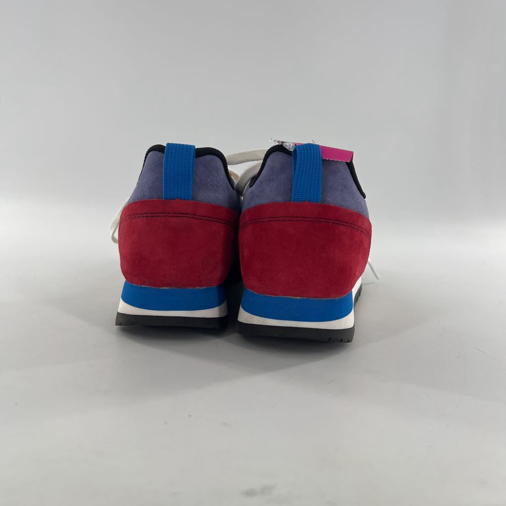 7 retro multi paneled suede & mesh lace up sneakers