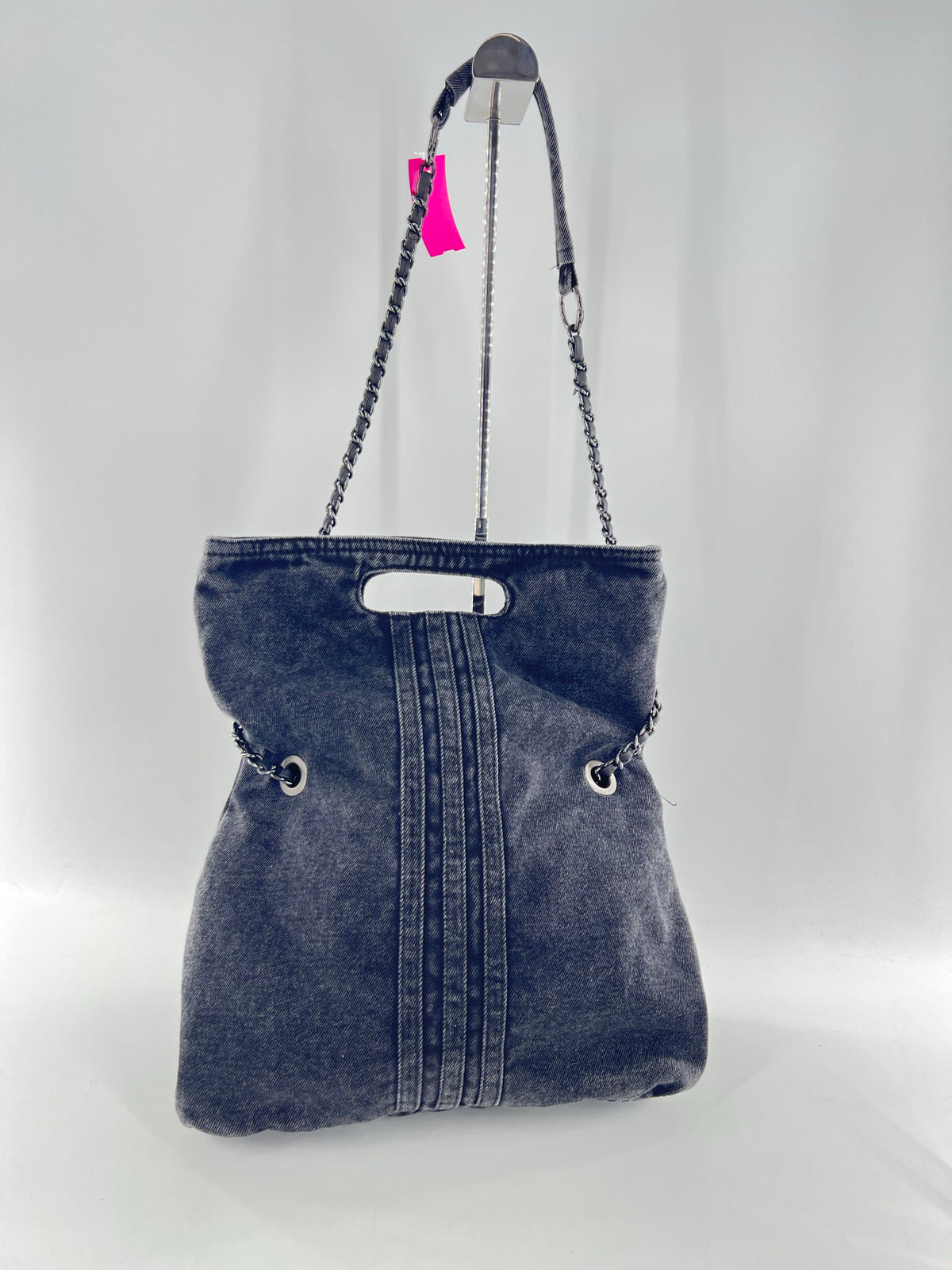 denim chain strap convertible bag