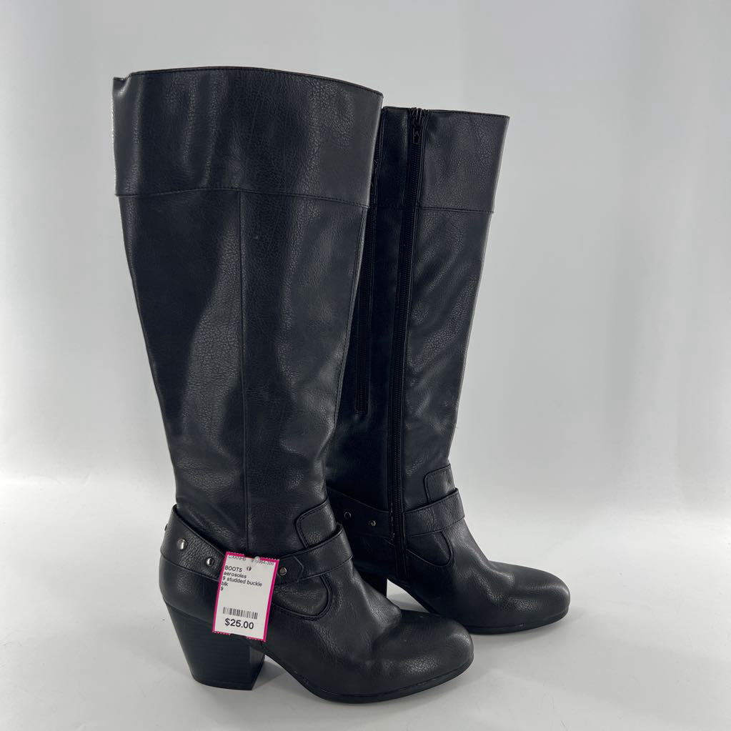 9 studded buckle tall boots