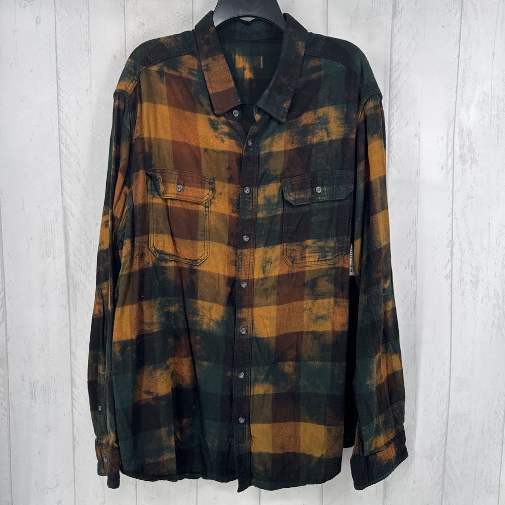 3XL ombre plaid button down l/s top