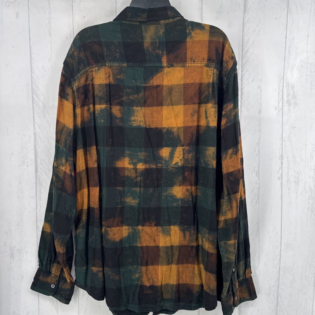 3XL ombre plaid button down l/s top