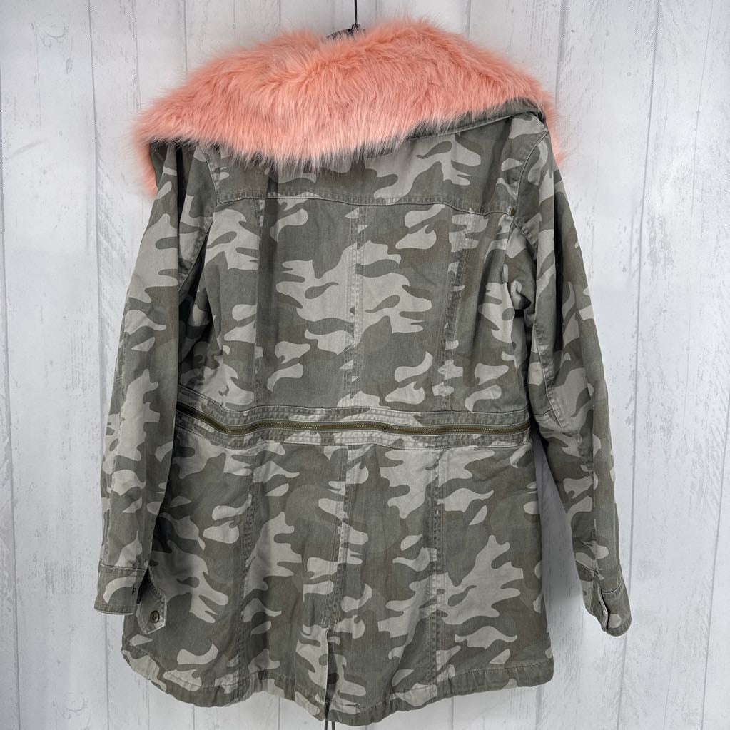 XL sherpa lined camo print utility jacket