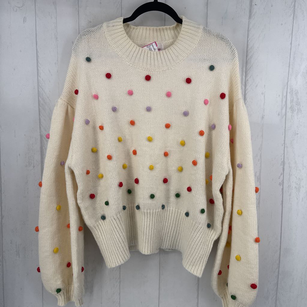 1XL colorful pom pom sweater