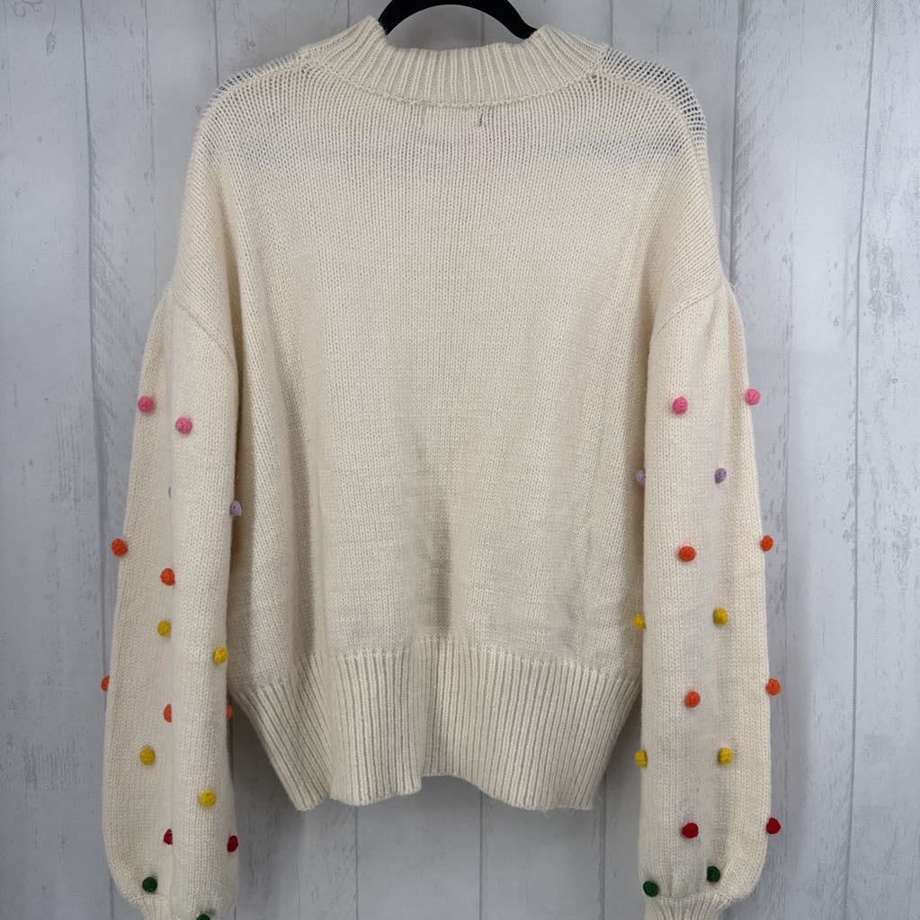 1XL colorful pom pom sweater