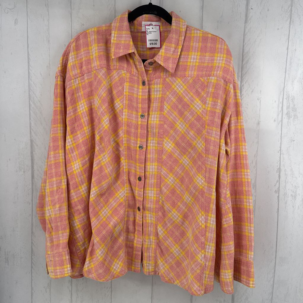 1XL plaid button down l/s top