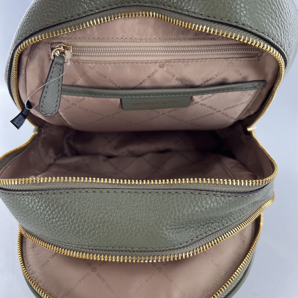 R398 pebbled double zip backpack