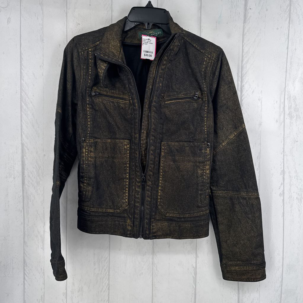 M metallic denim bomber jacket