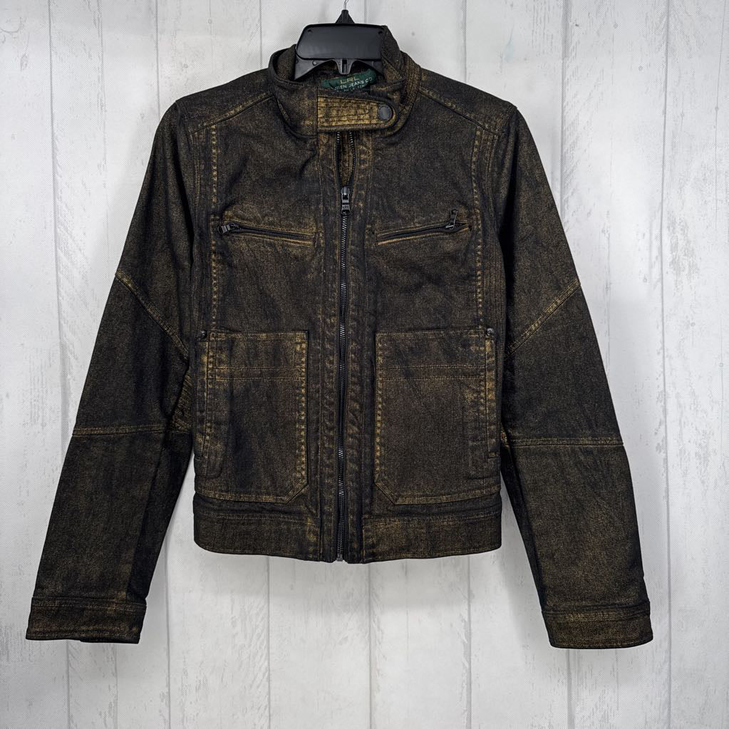 M metallic denim bomber jacket