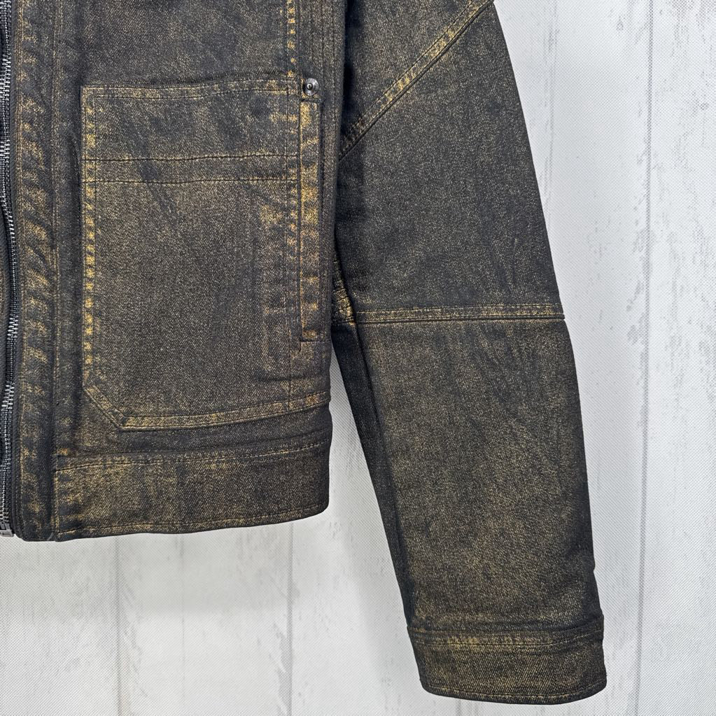 M metallic denim bomber jacket