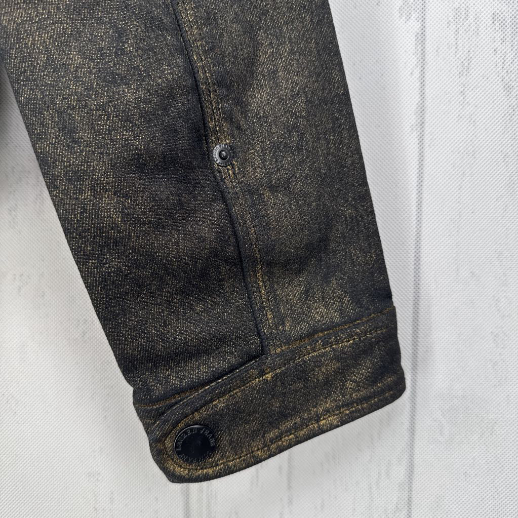 M metallic denim bomber jacket