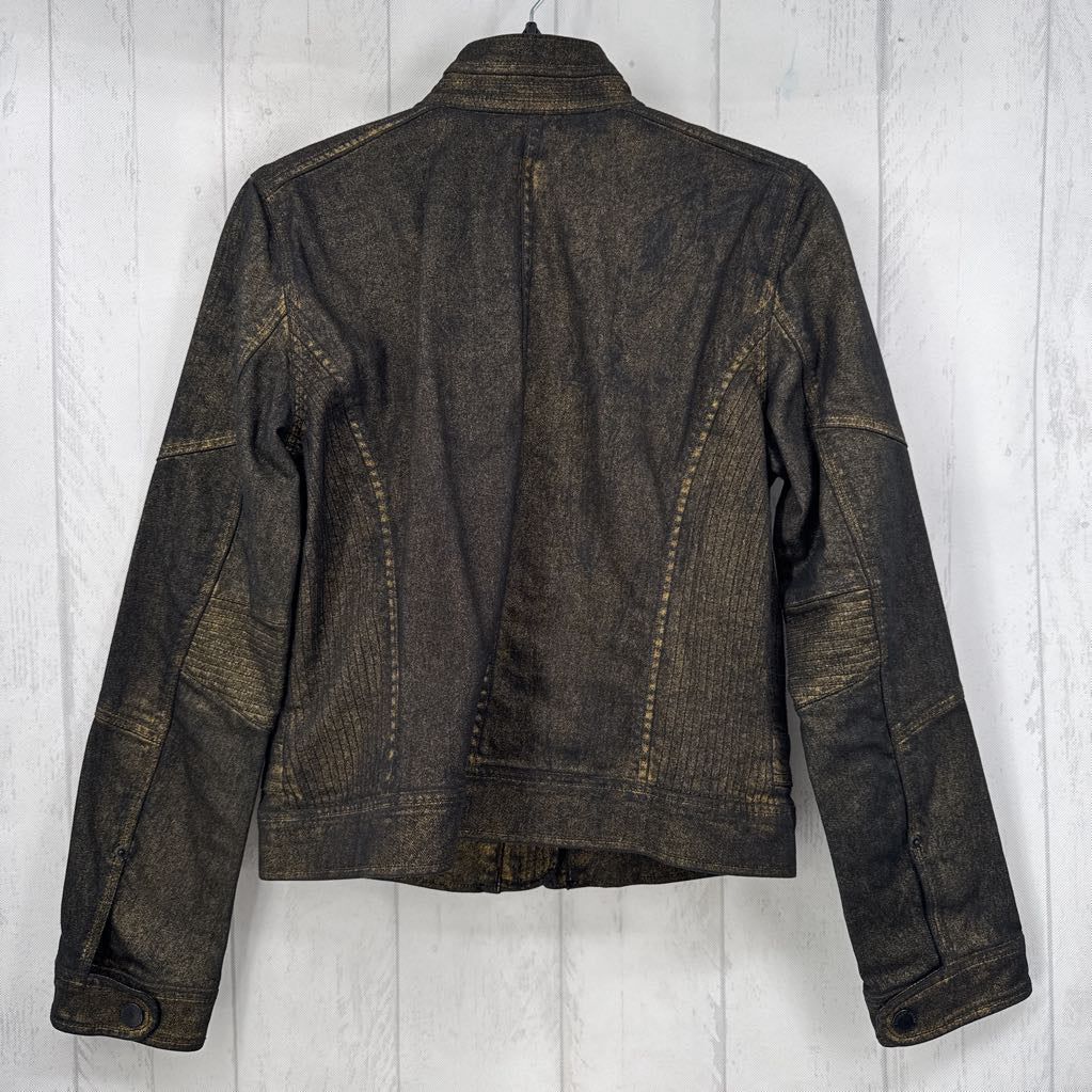 M metallic denim bomber jacket