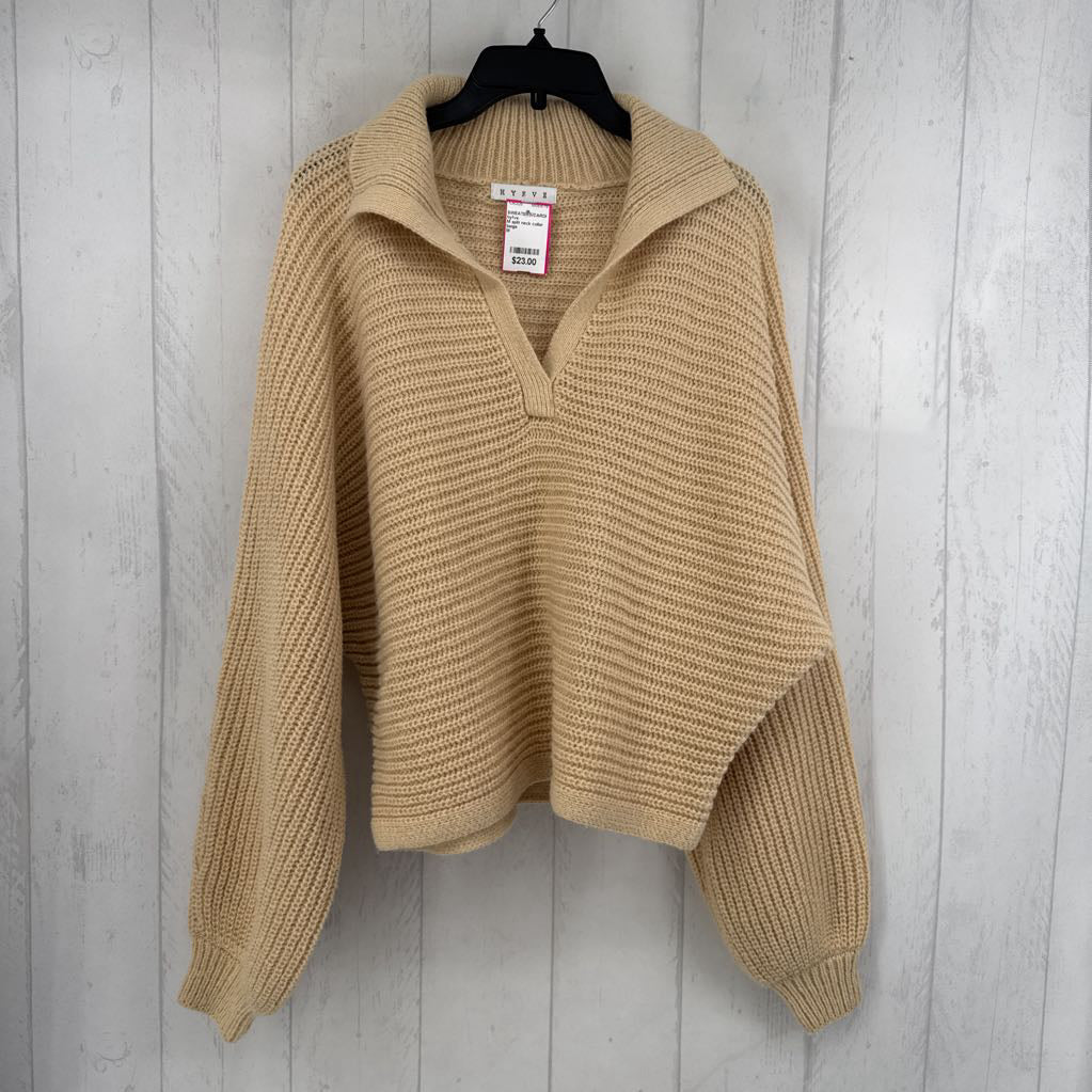 M split neck collar sweater