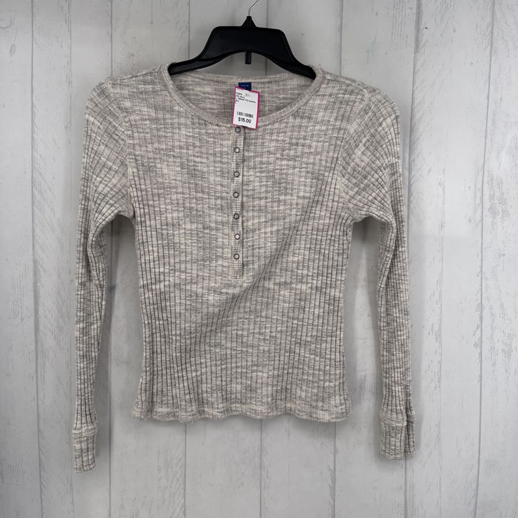 L ribbed 1/2 button down l/s top