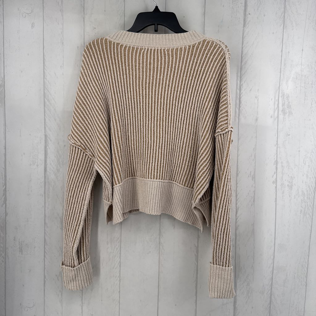 L rib knit crewneck sweater