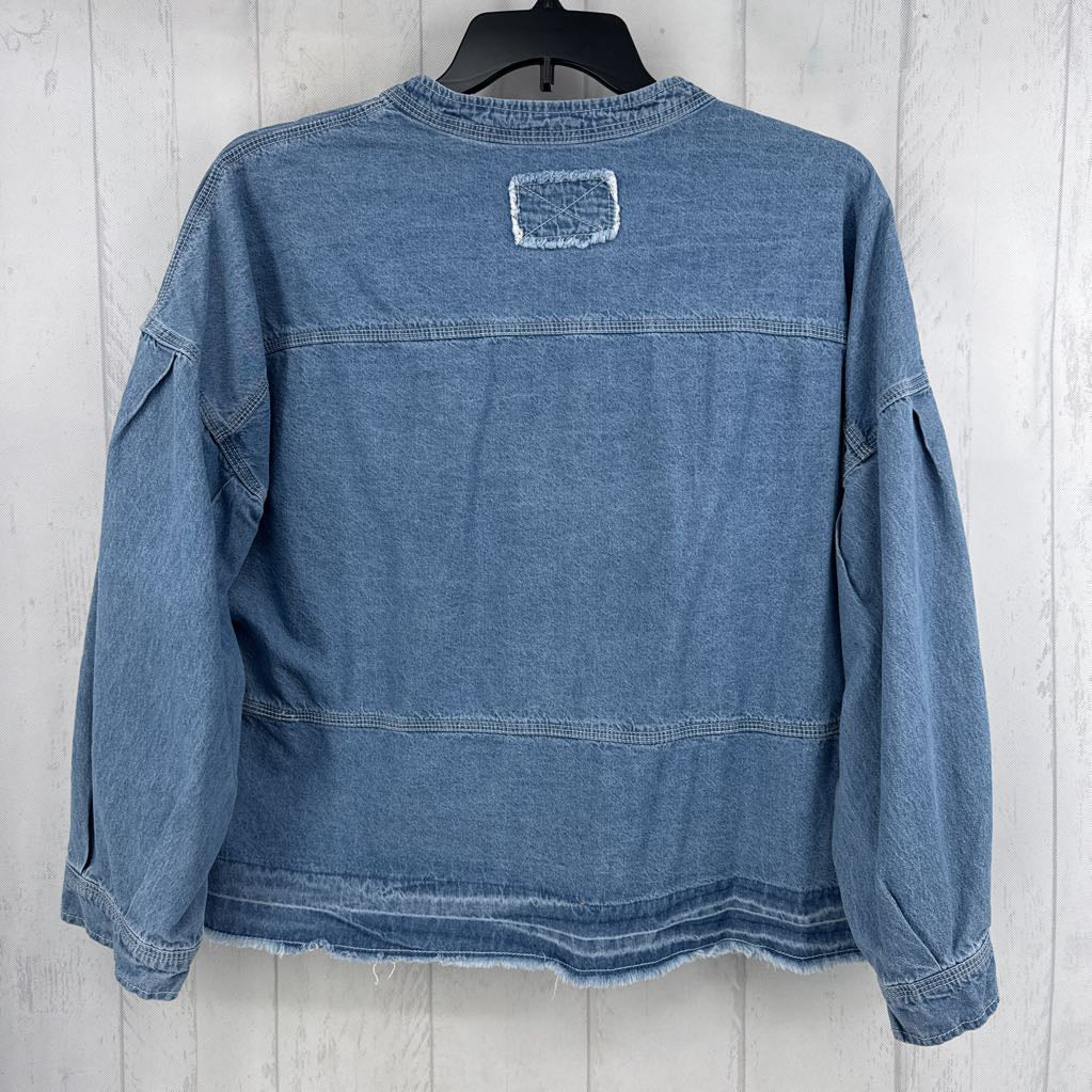 L v-neck denim l/s pullover
