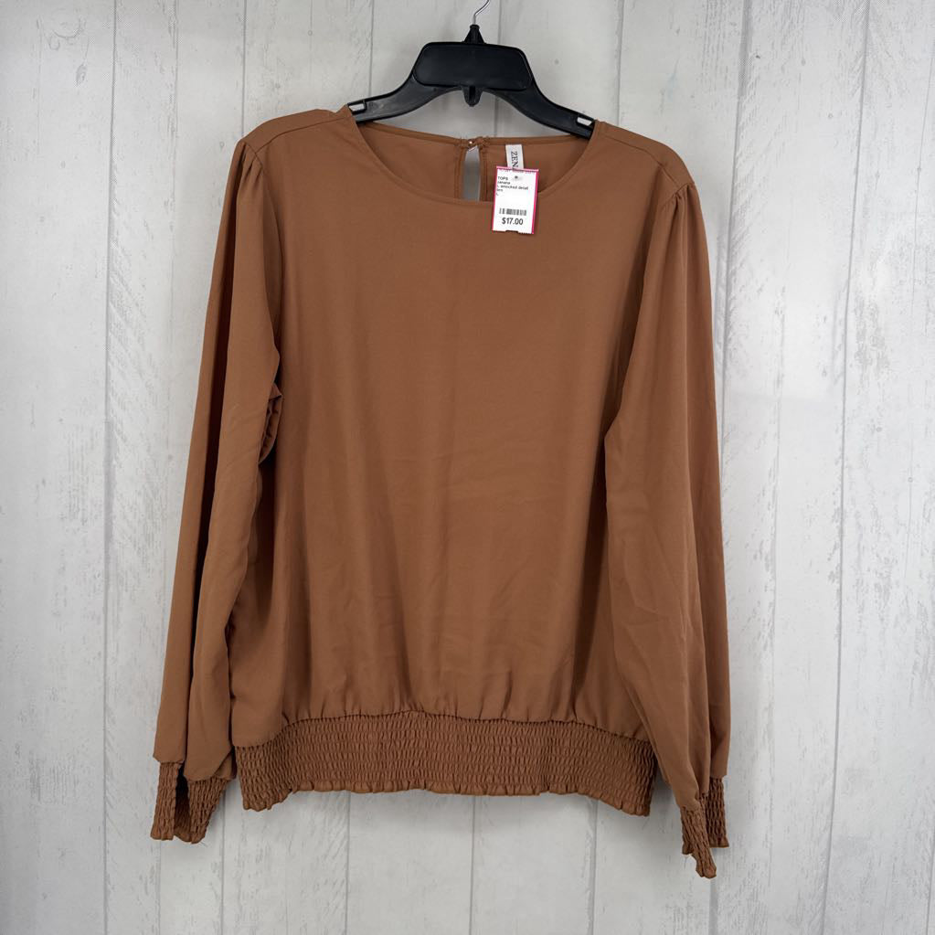 L smocked detail l/s top