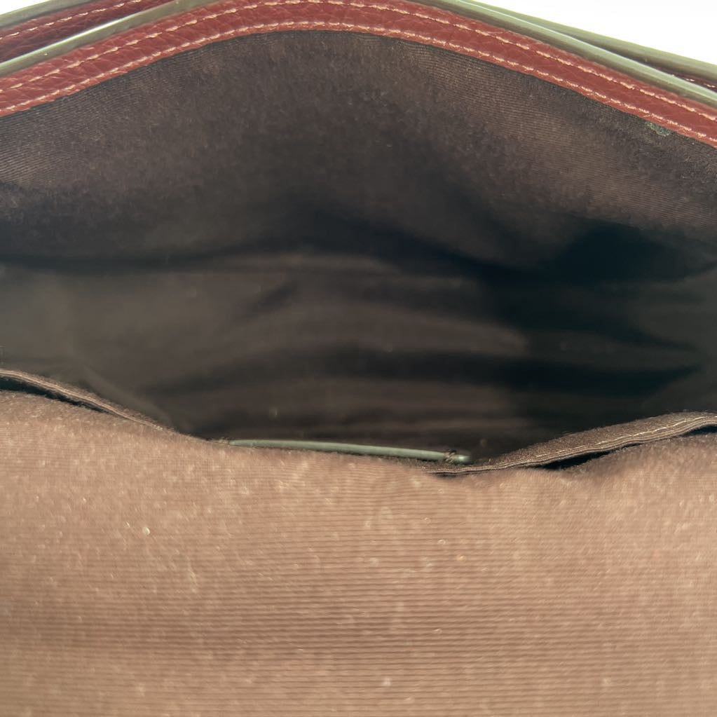 pebbled flap messenger crossbody w/ branded strap