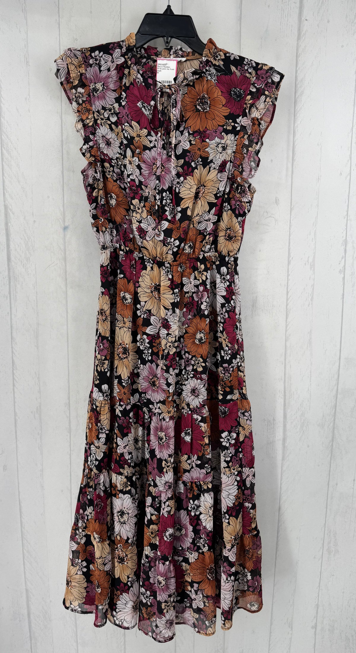 M flo print tie front flutter slv dress