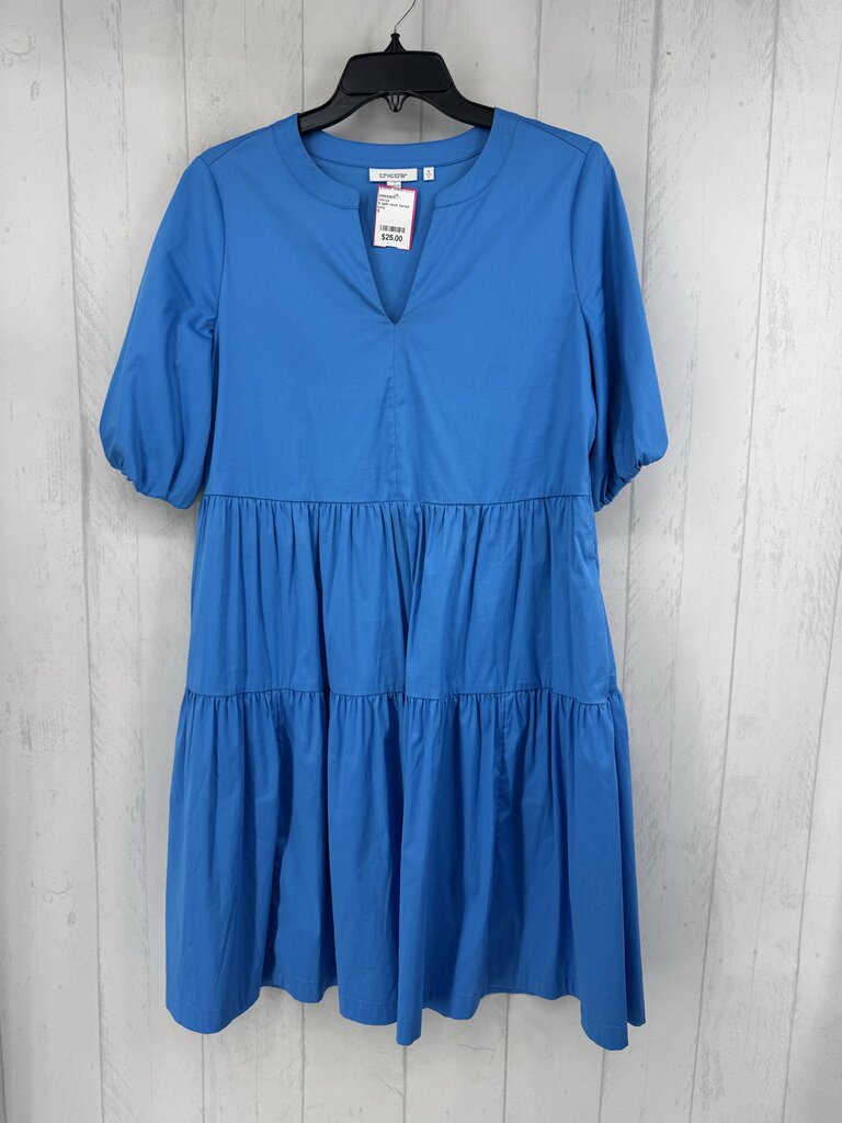 S split neck tiered s/s dress