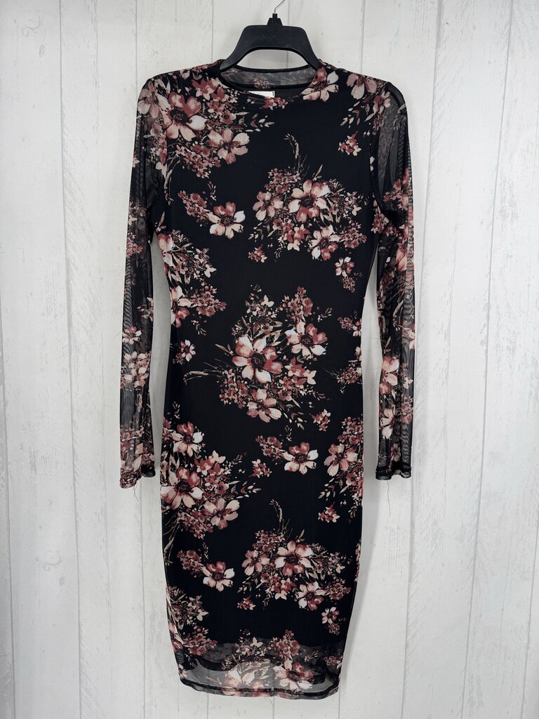 L mesh floral l/s dress