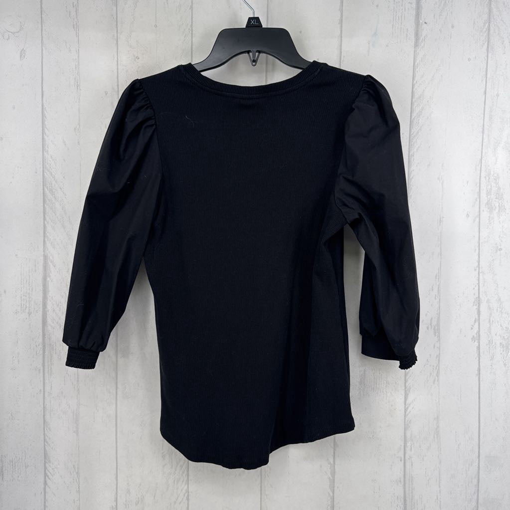 M ribbed v-neck 3/4 slv top