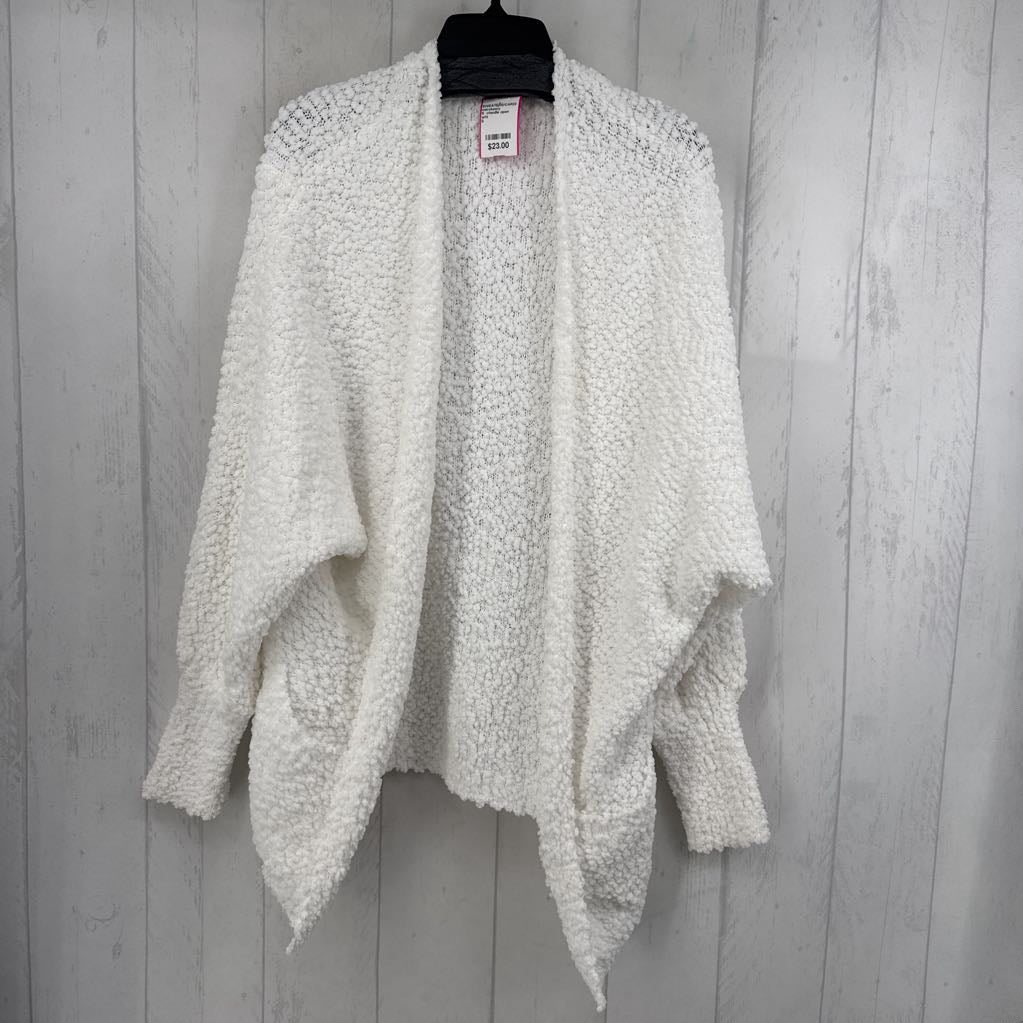 S chenille open front cardi