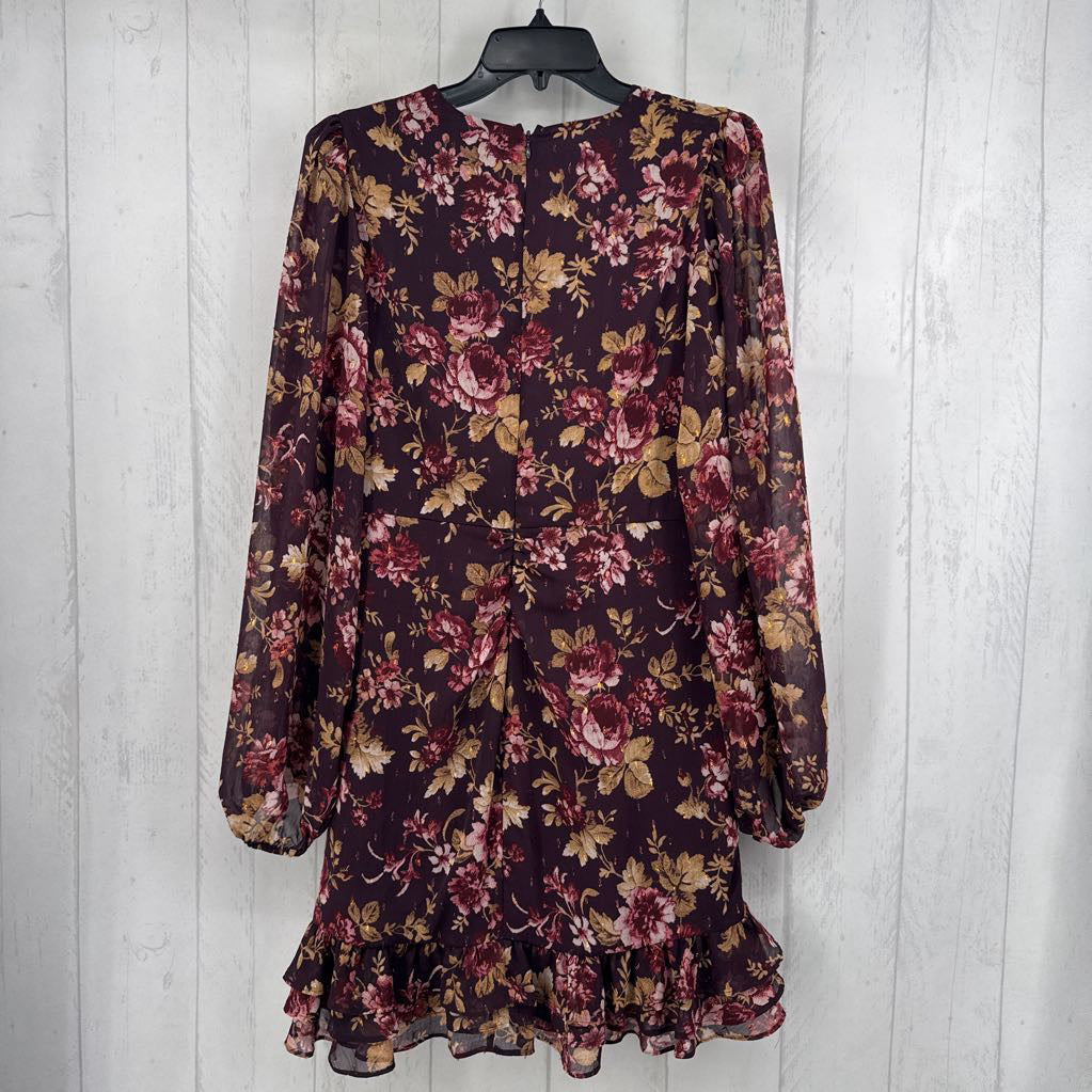 L flo print crossover l/s dress