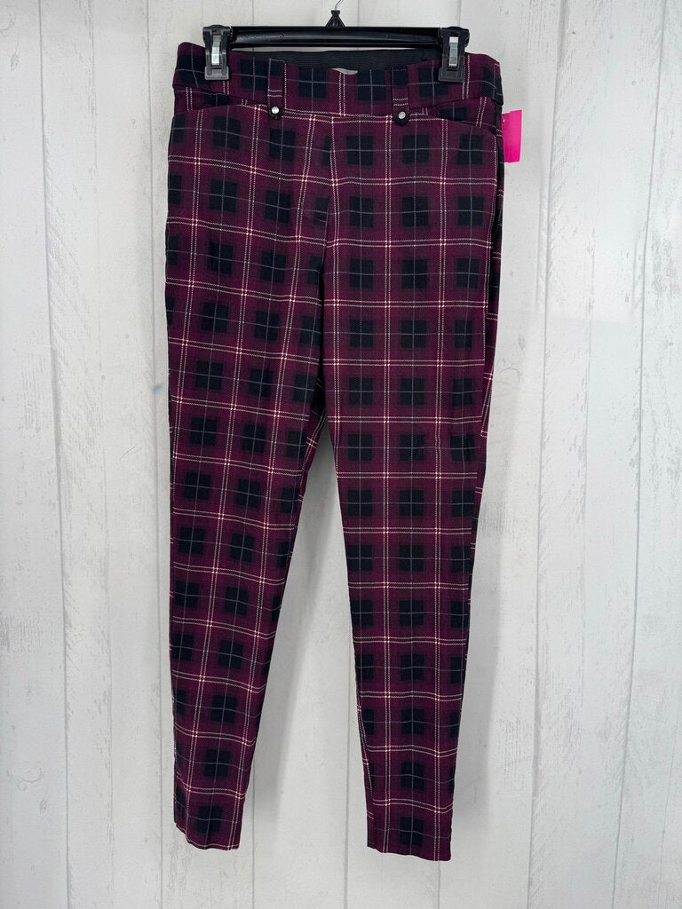 M plaid pull-on skinny pant