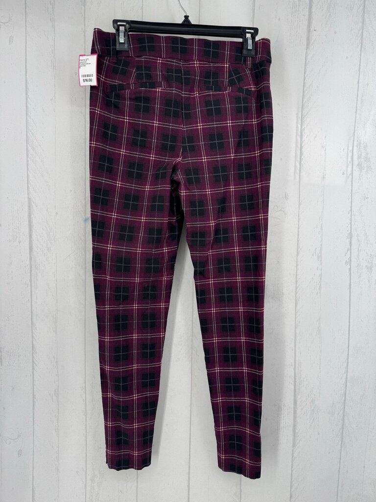 M plaid pull-on skinny pant