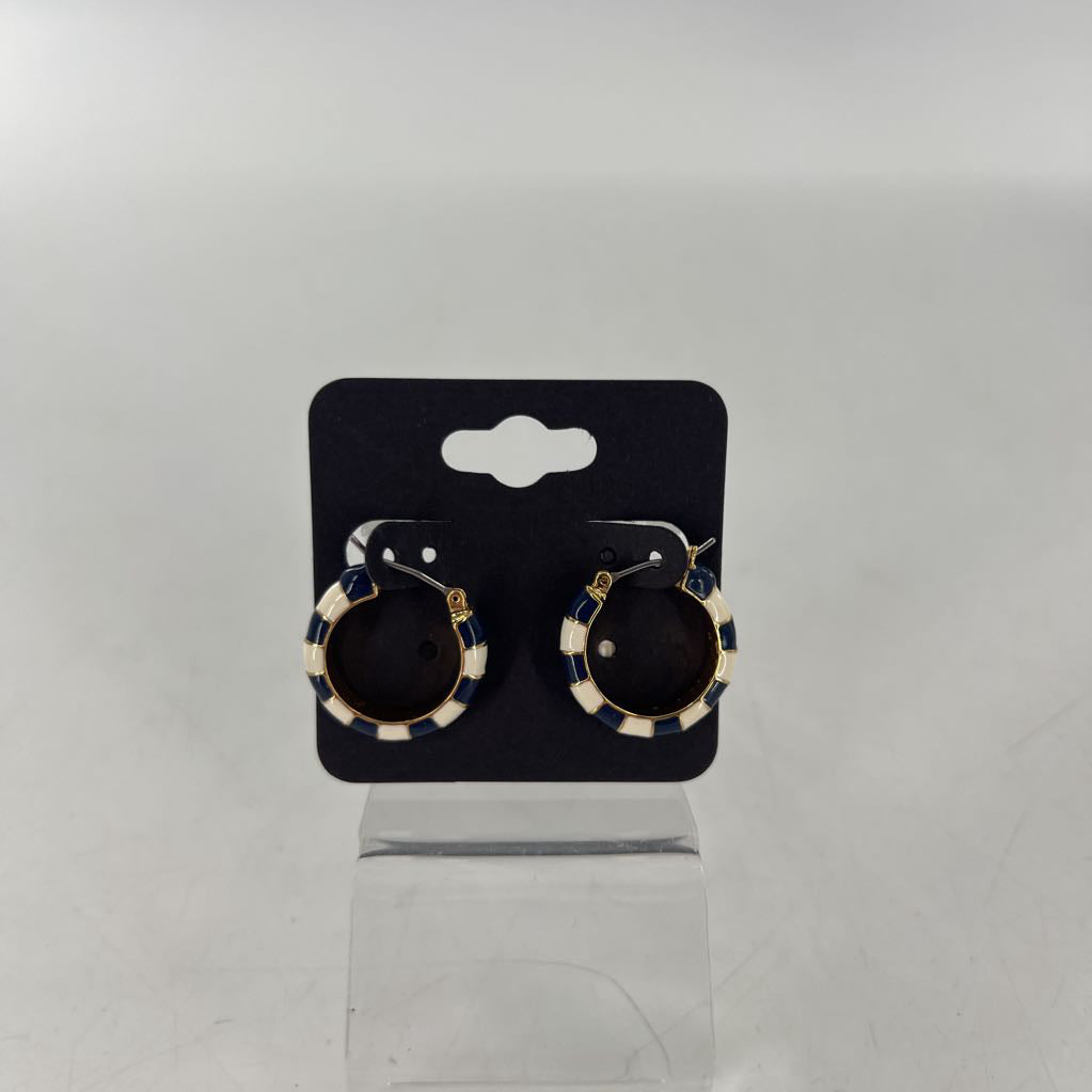 navy & white hoop earrings