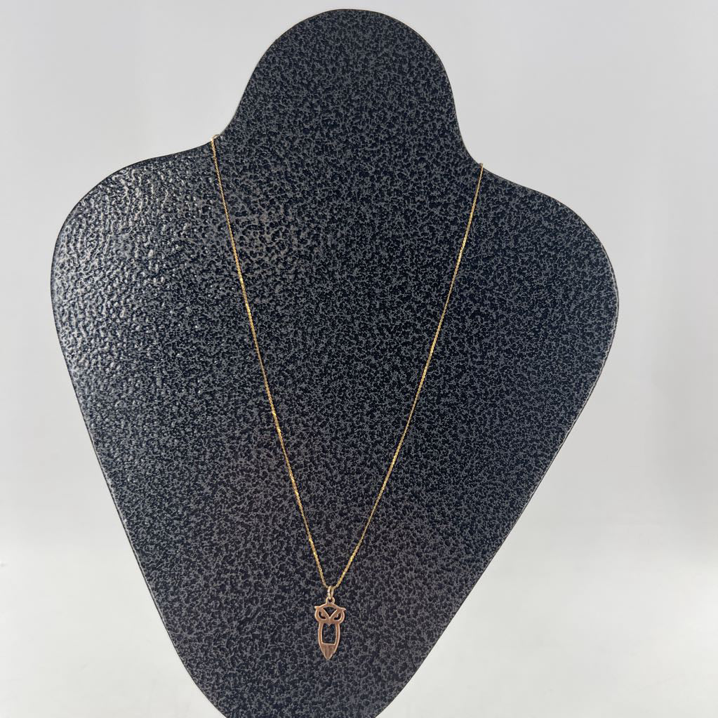 10" gold minimalist owl pendant necklace