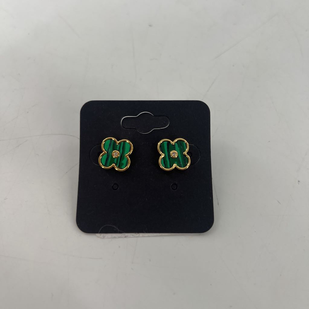 green & gold clover earrings